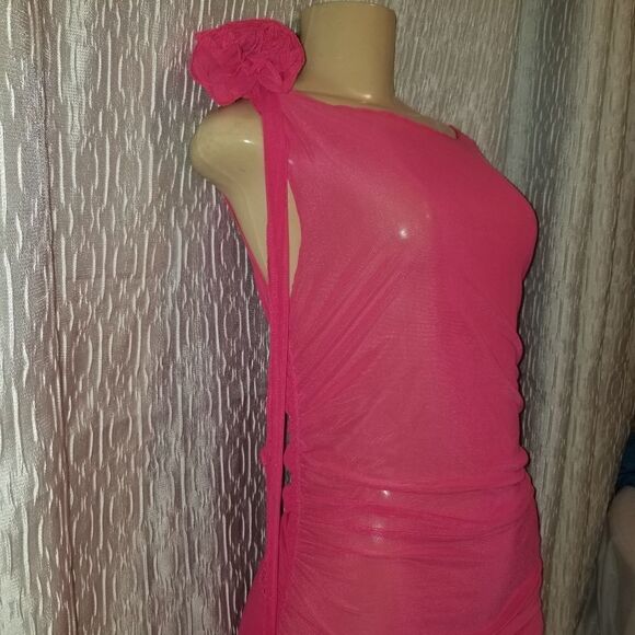 Women 3D Flower Irregular Ruffle Dress Y2k Sleeveless Split Long Dress LARGE - Picture 12 of 16